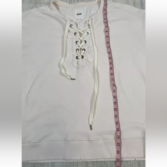 Real Good Aerie oversized lace up crew sweatshirt Pale Pink Woman’s Size L cute - Picture 10 of 16